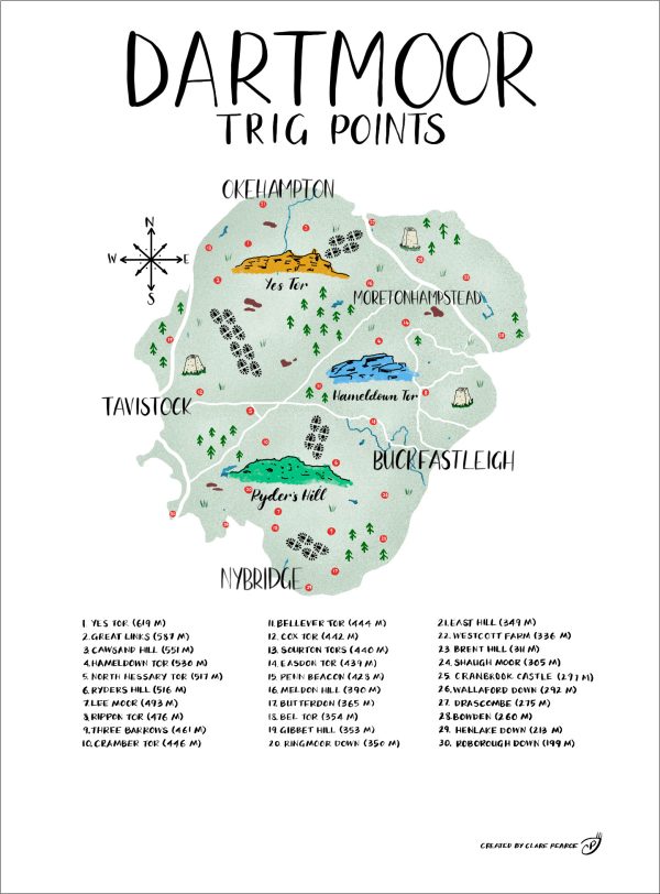 Dartmoor Trig Points Map