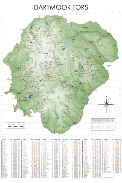 Dartmoor Tors Map